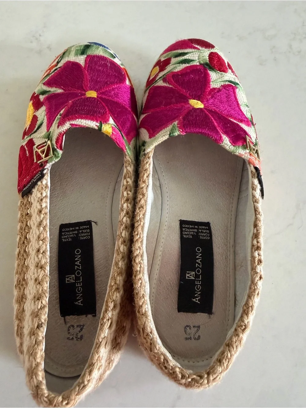 Embroidered Floral Fuchsia Espadrille Flats by Massimo Dutti - Women